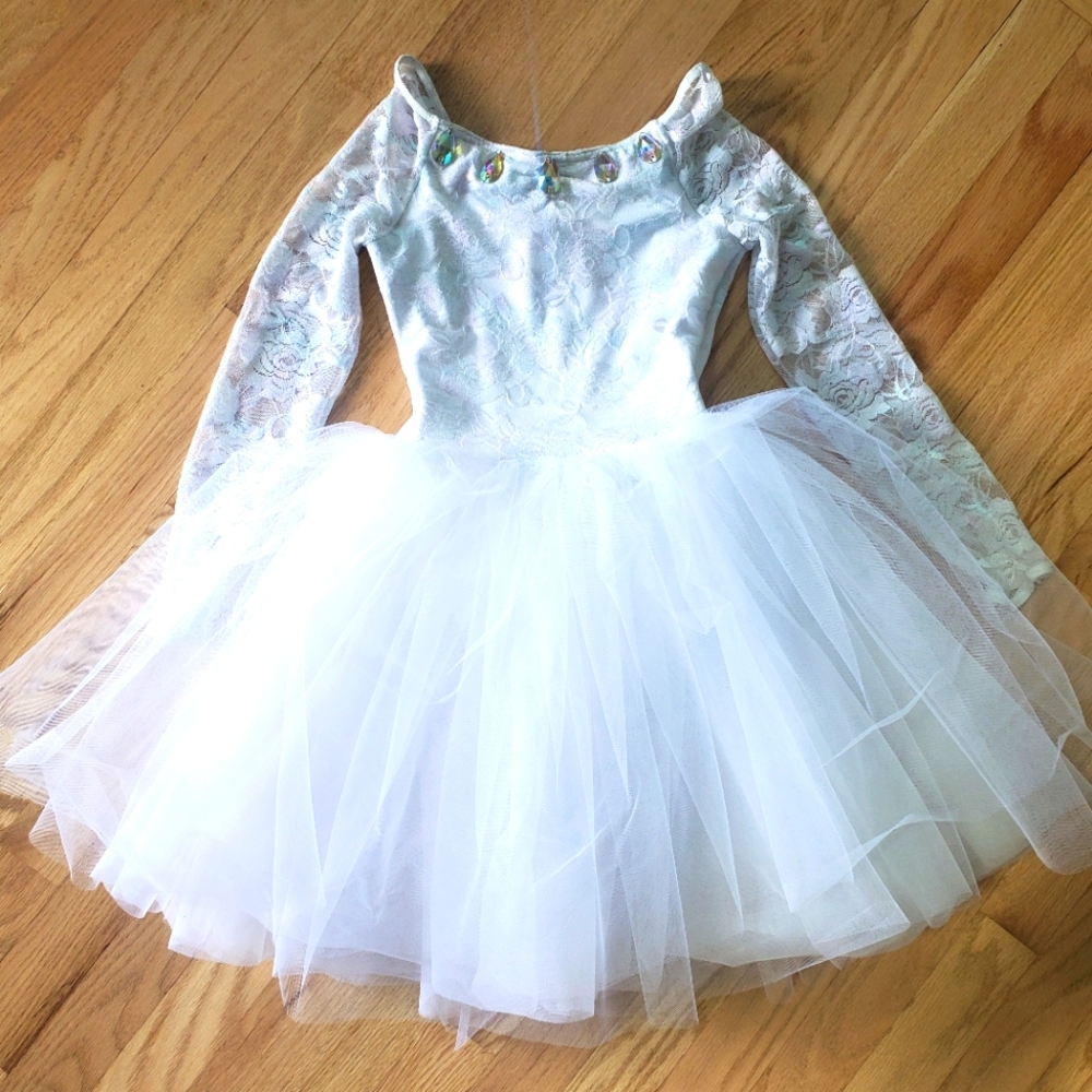 Weissman White Long Sleeve Dance Costume